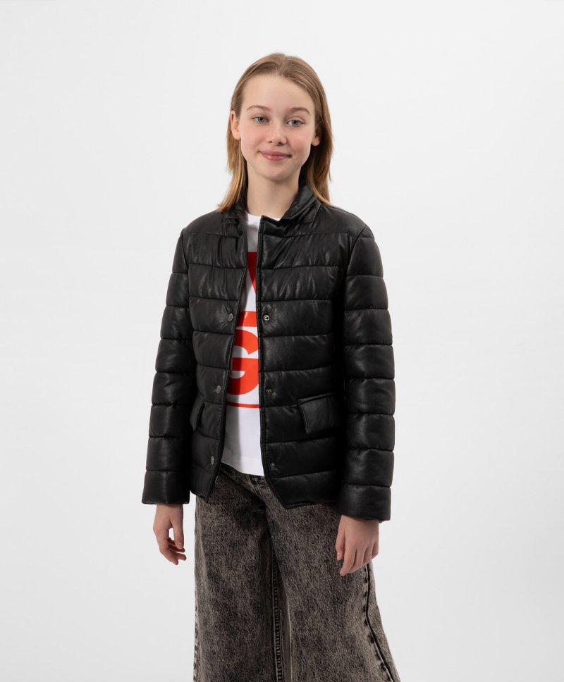 Gulliver Куртка-пиджак на синтепоне из эко кожи с цветочным принтом Gulliver